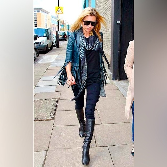 KATE MOSS X TOPSHOP Limited Edition Fringed Leather Jacket - Picture 3 of 17